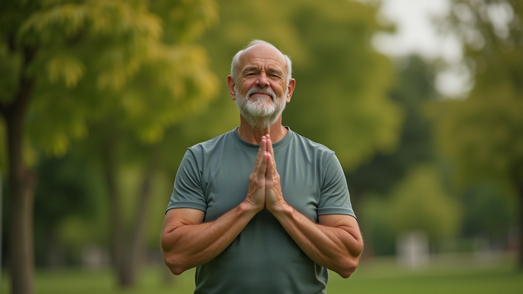 Άντρας κάνει yoga σε δημόσιο χώρο με ήρεμη στάση